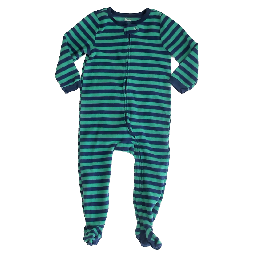 Leveret Boys Green | Navy 1-piece footed Pajamas Size: 3T Green | Navy