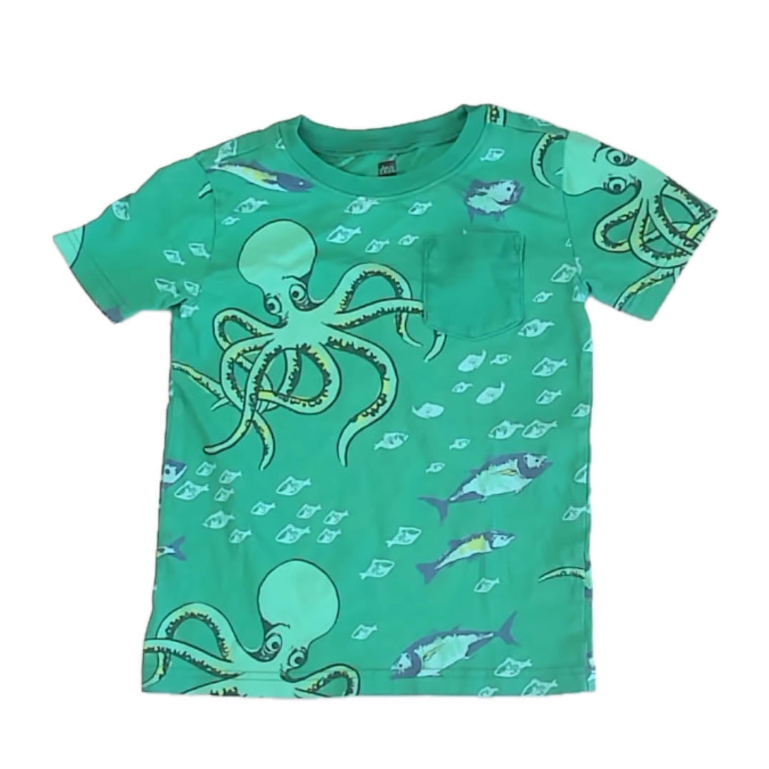 Tea Collection Boys Green Octopus T-Shirt Size: 5T Green Octopus