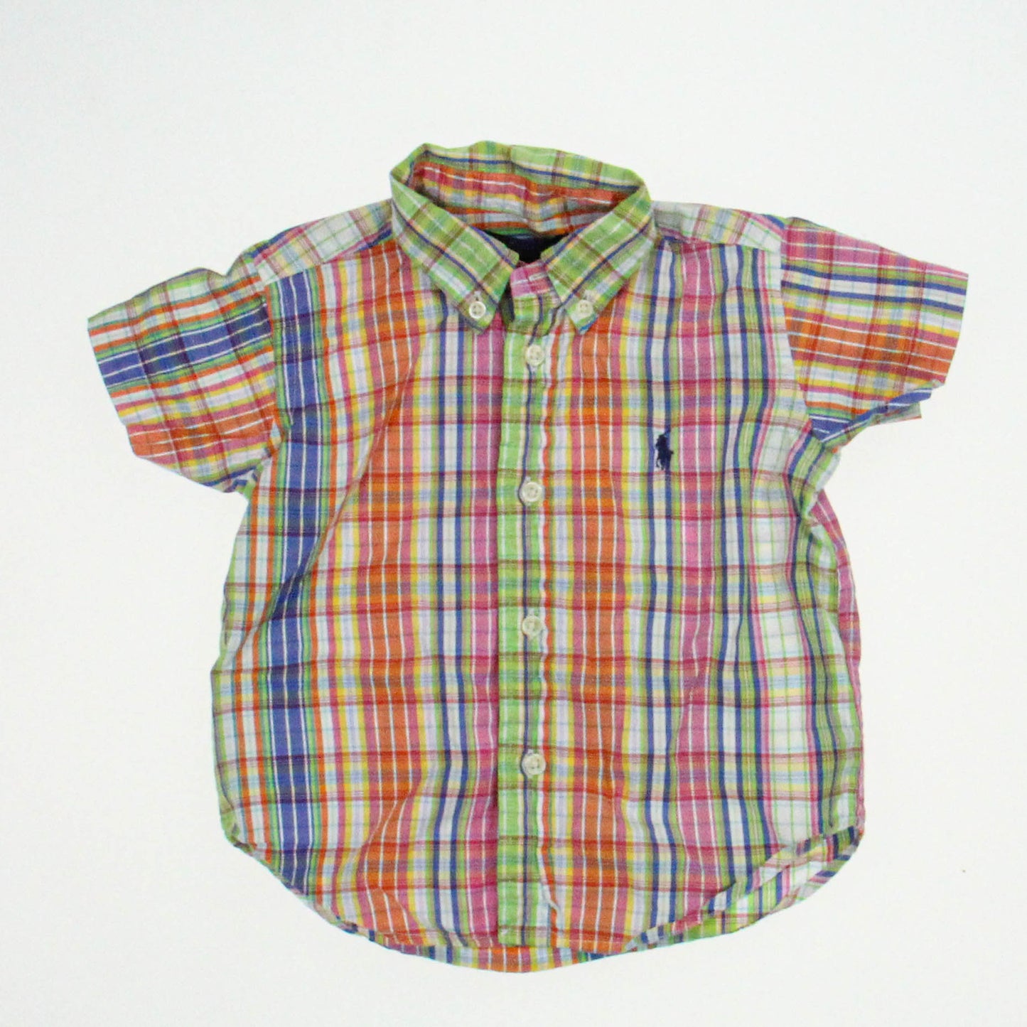 Ralph Lauren Boys Green | Orange | Pink Button Down Short Sleeve Size: 18 Months Green | Orange | Pink
