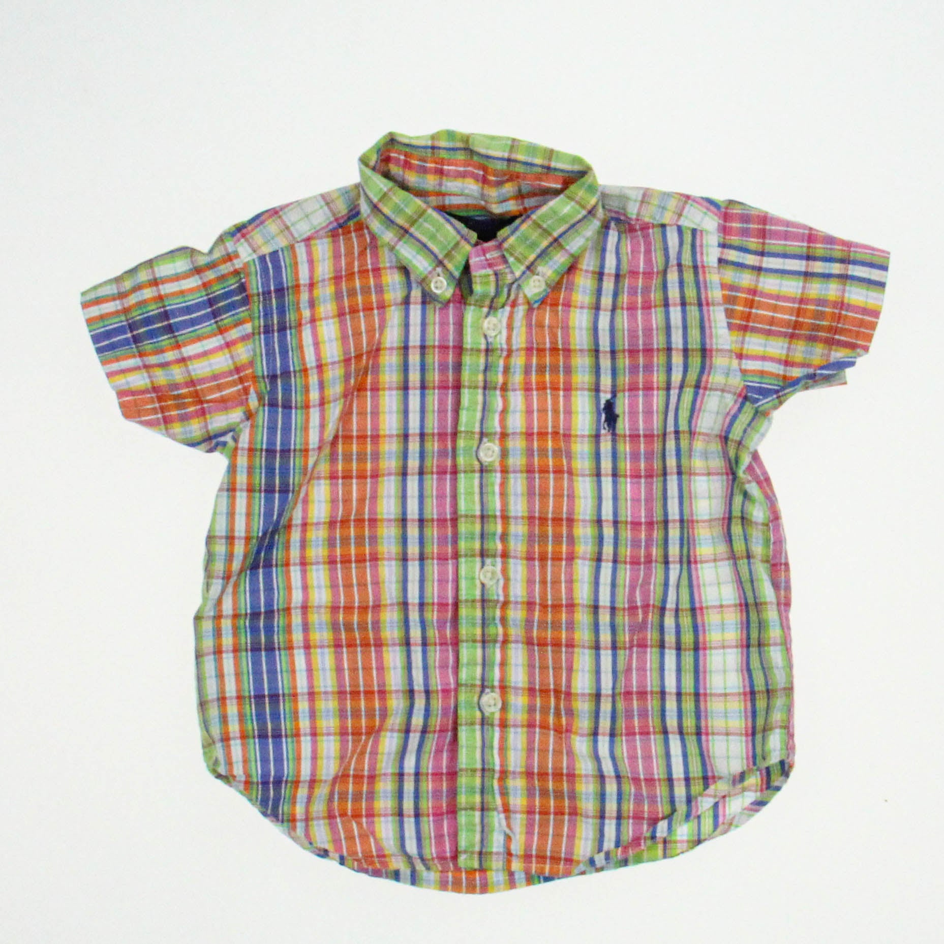 Ralph Lauren Boys Green | Orange | Pink Button Down Short Sleeve Size: 18 Months Green | Orange | Pink