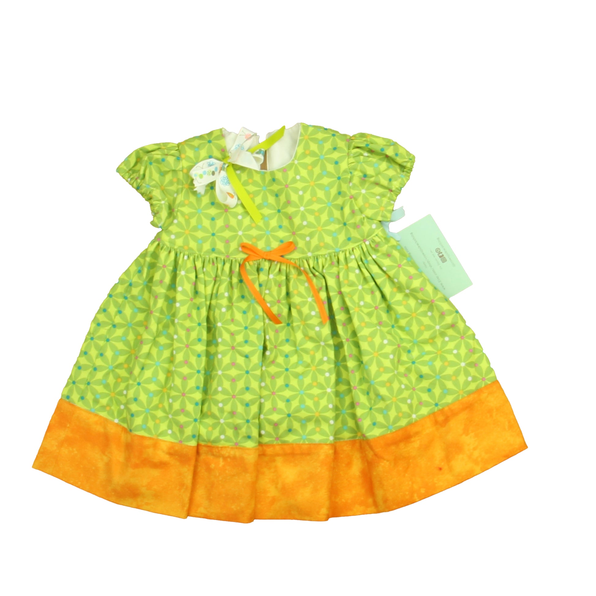 Crown Jules Clothings Girls Green | Orange Dress Size: 12-18 Months Green | Orange