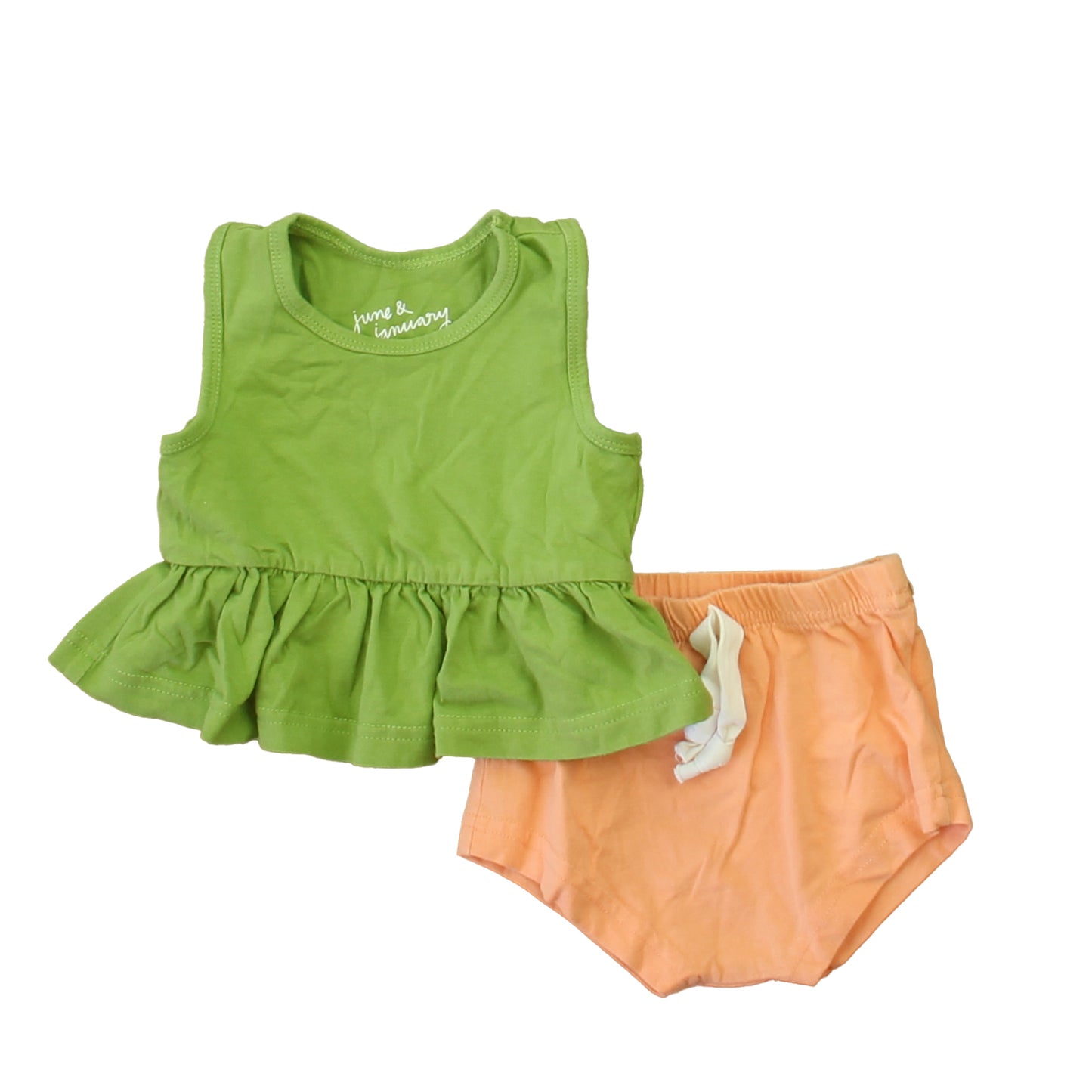 June & January Girls Green | Peach Apparel Sets Size: 6-12 Months Green | Peach