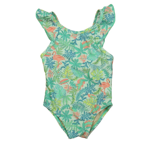 Egg Girls Green | Pink Flamingo 1-piece Swimsuit Size: 12 Months Green | Pink Flamingo