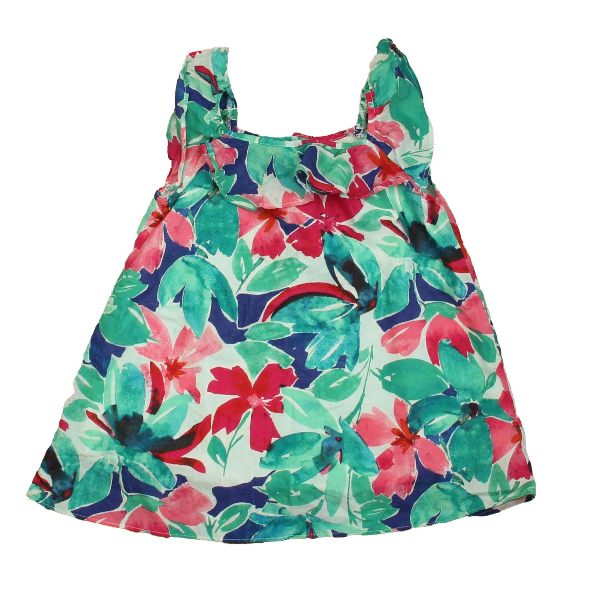Gap Girls Green | Pink Floral Dress Size: 18-24 Months Green | Pink Floral