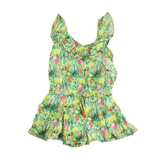 Mayoral Girls Green | Pink Floral Romper Size: 2T Green | Pink Floral