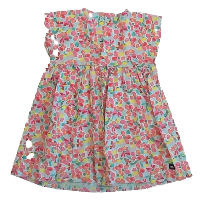 Tea Collection Girls Green | Pink Floral Dress Size: 18-24 Months Green | Pink Floral