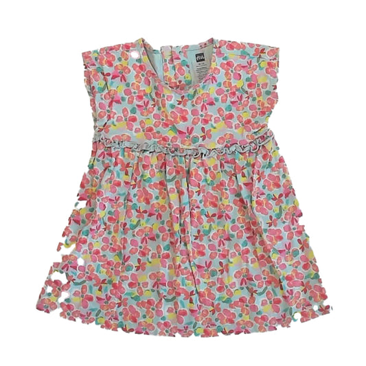 Tea Collection Girls Green | Pink Floral Dress Size: 18-24 Months Green | Pink Floral