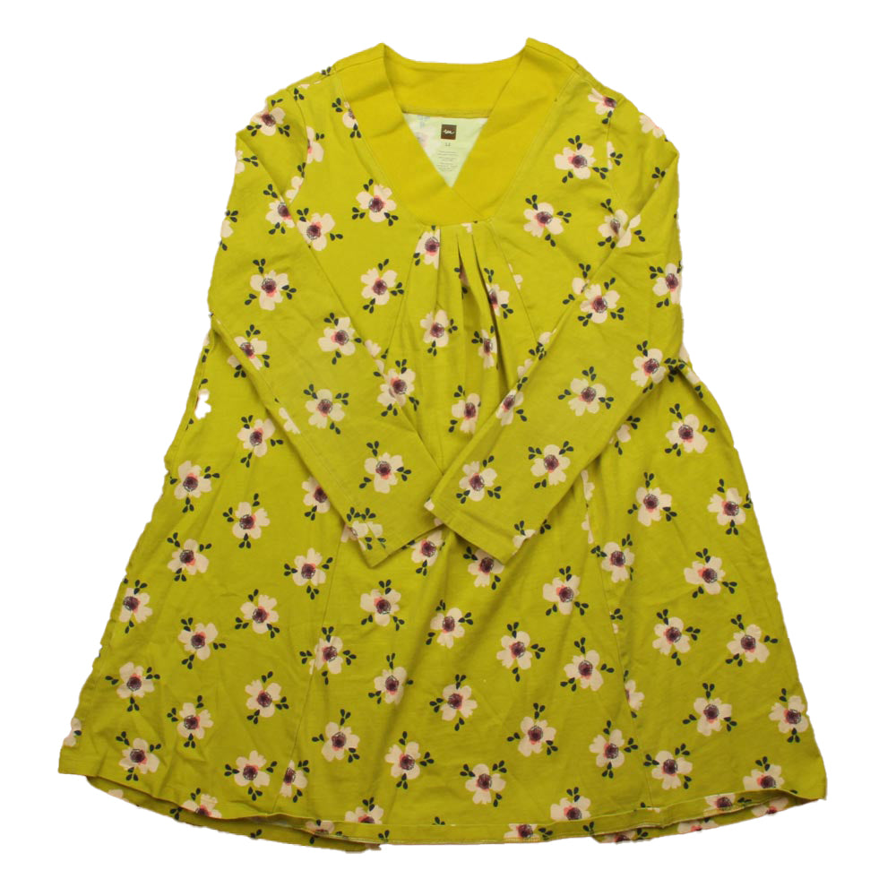 Tea Girls Green | Pink Flowers Dress Size: 12 Years Green | Pink Flowers