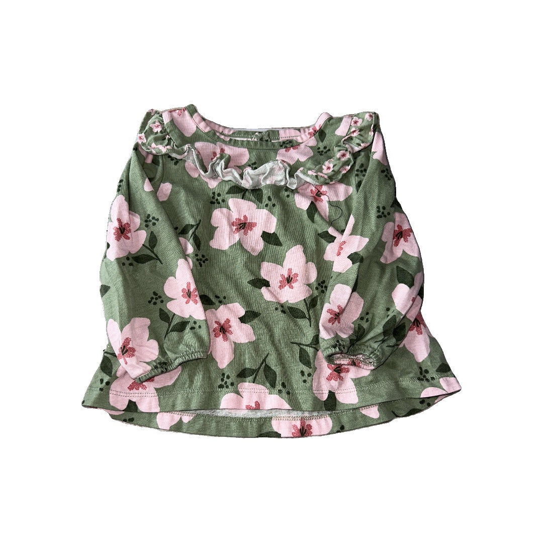 Carters Girls green | pink | Flowers Long Sleeve Shirt Size: 18 months green | pink | Flowers