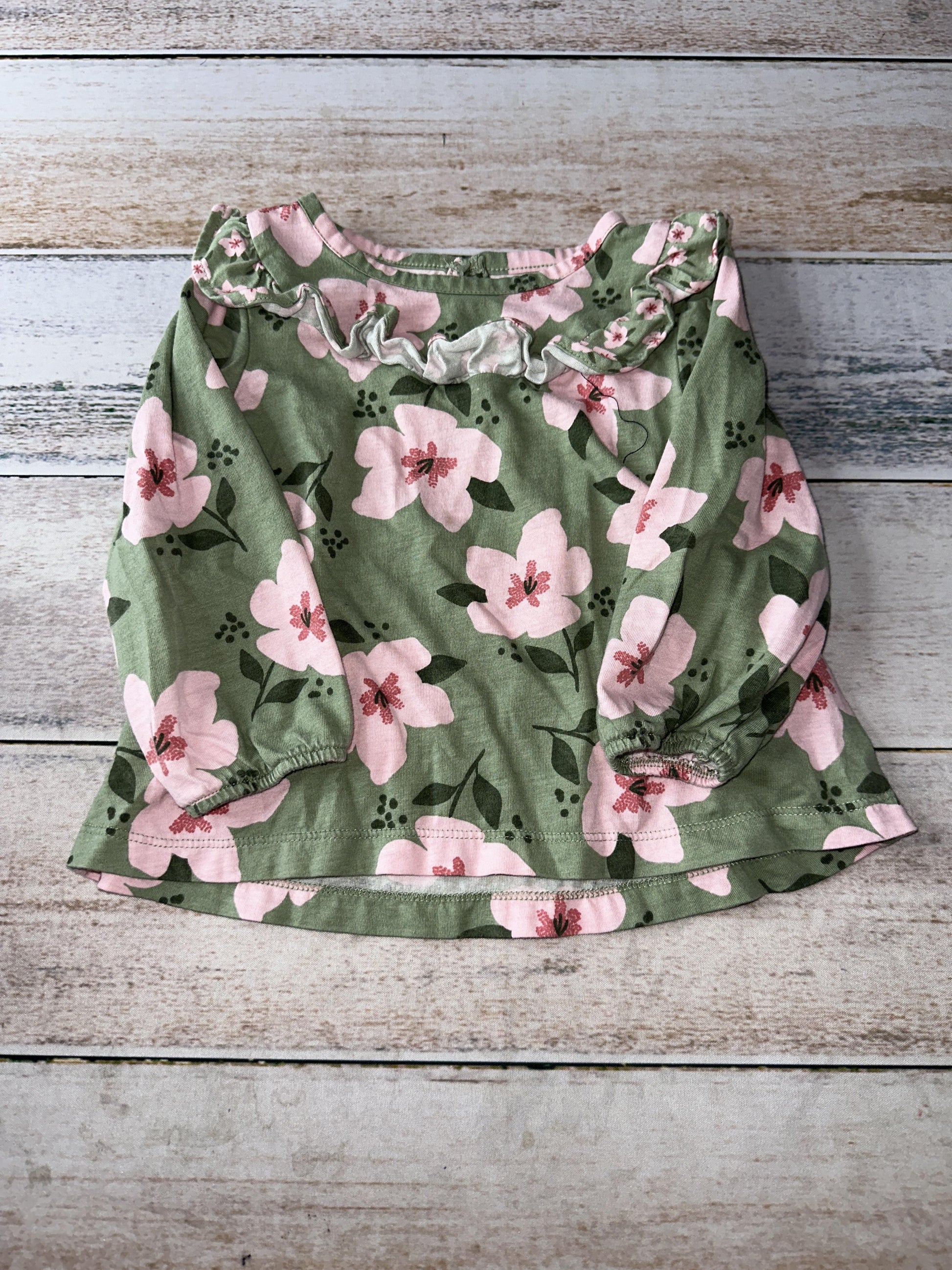 Carters Girls green | pink | Flowers Long Sleeve Shirt Size: 18 months green | pink | Flowers