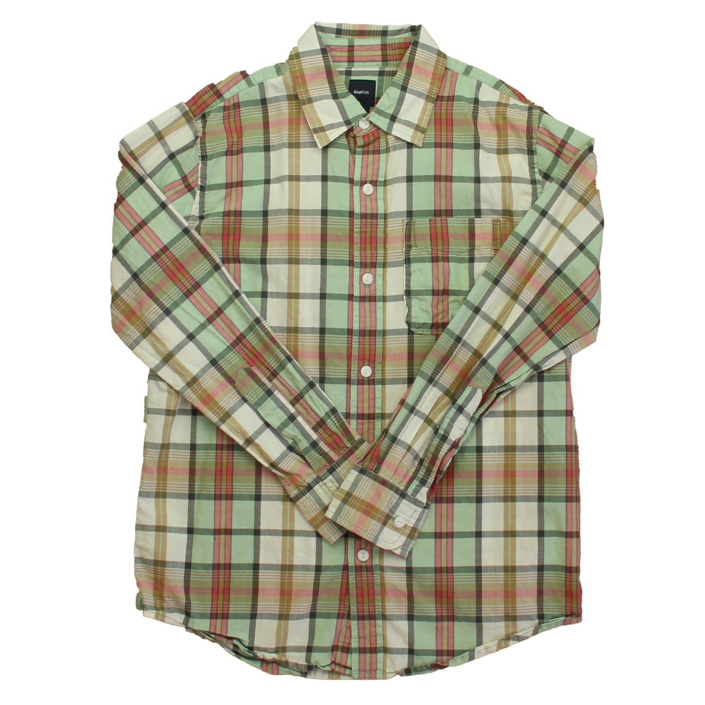 Gap Boys Green | Pink Plaid Button Down Long Sleeve Size: 12 Years