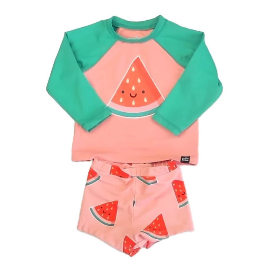 Whistle & Flute Girls Green | Pink Watermelon 2-piece Swimsuit Size: 12-24 Months Green | Pink Watermelon