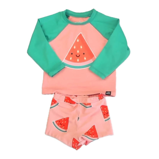 Whistle & Flute Girls Green | Pink Watermelon 2-piece Swimsuit Size: 12-24 Months Green | Pink Watermelon