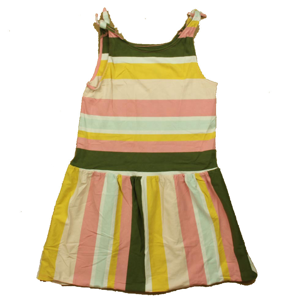 Tea Collection Girls Green | Pink | Yellow Stripe Dress Size: 10 Years Green | Pink | Yellow Stripe