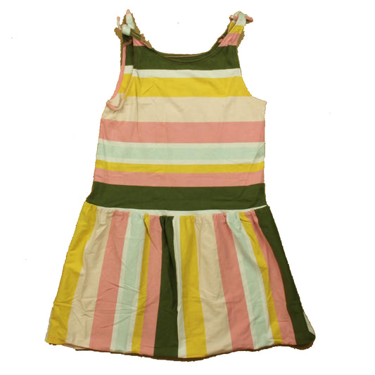 Tea Collection Girls Green | Pink | Yellow Stripe Dress Size: 10 Years Green | Pink | Yellow Stripe