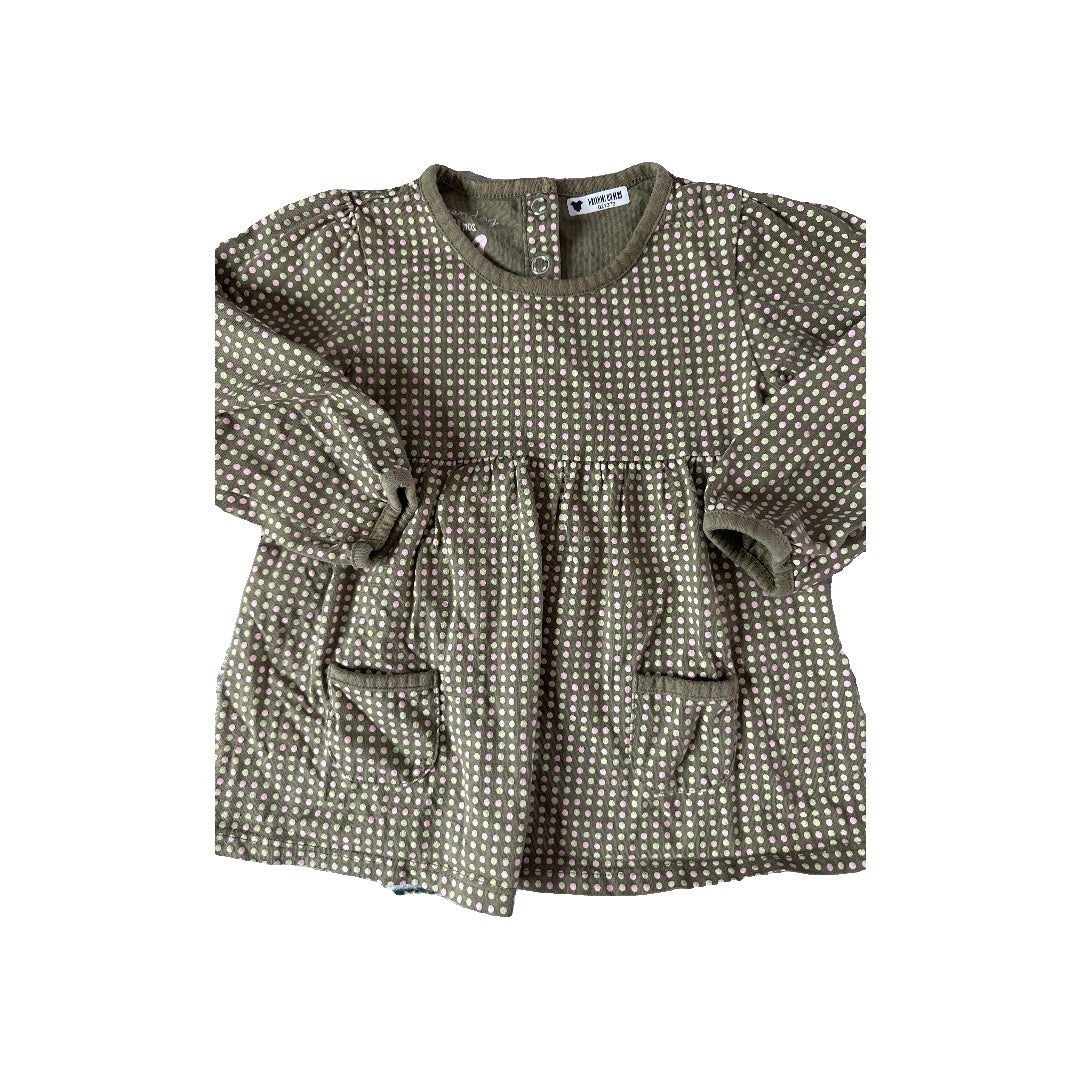 Unisex green | pink Button Down Short Sleeve Size: 18 months green | pink