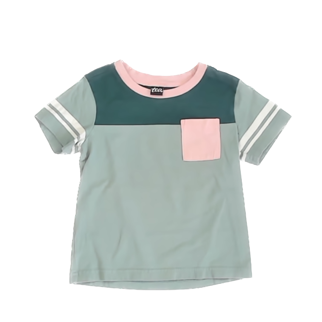 Tea Collection Boys Green & Pink Short Sleeve Shirt Size: 3T Green & Pink