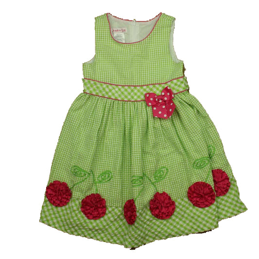 Jessica Ann Girls Green | Pink Dress Size: 6 Years