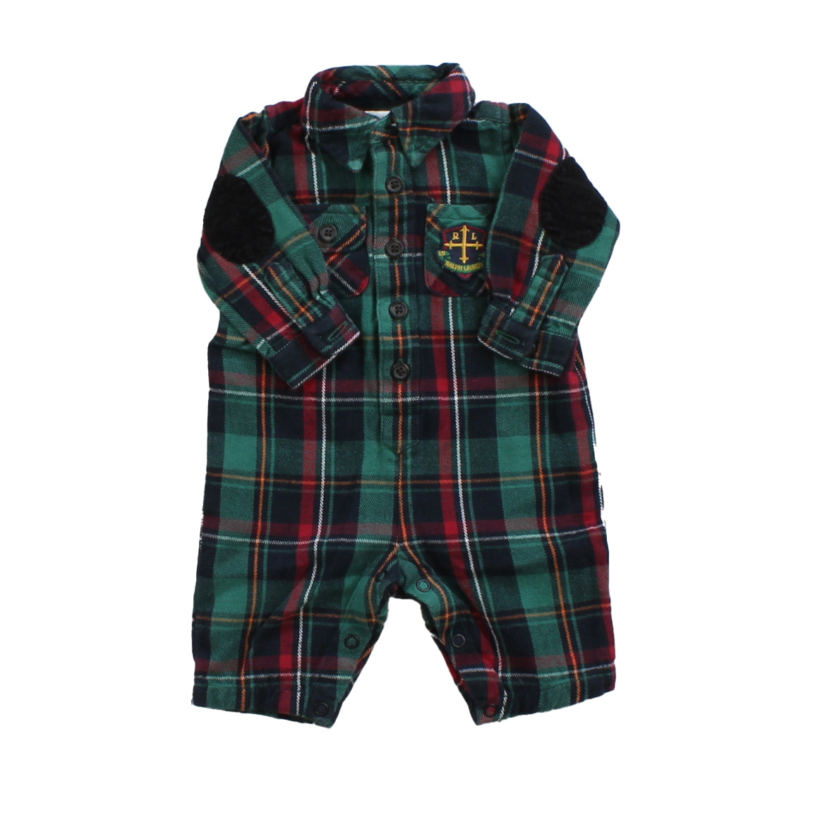 Ralph Lauren Boys Green | Plaid Long Sleeve Outfit Size: 0-3 Months Green | Plaid