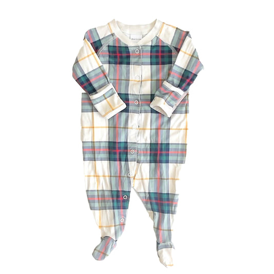 Hanna Andersson Boys Green Plaid 1-piece footed Pajamas Size: 3-6 Months Green Plaid