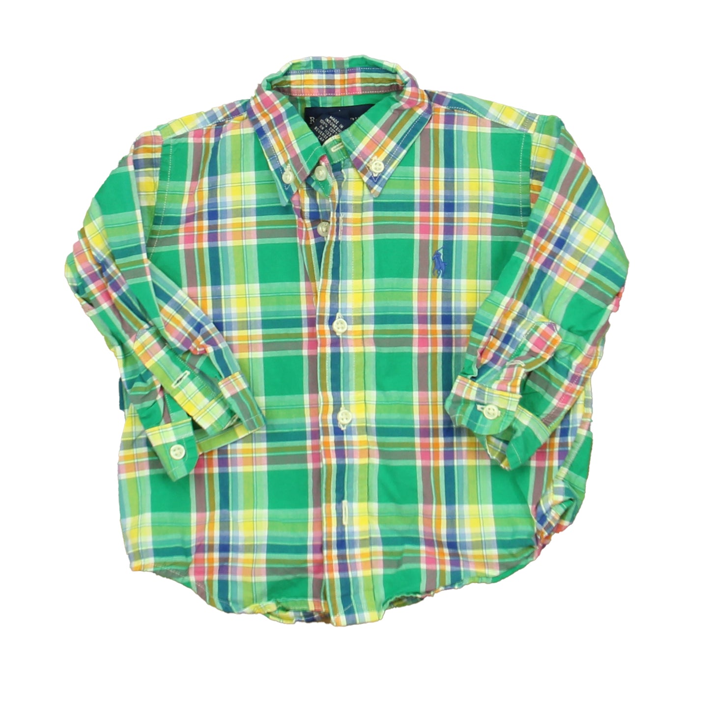 Ralph Lauren Boys Green Plaid Button Down Long Sleeve Size: 18 Months Green Plaid