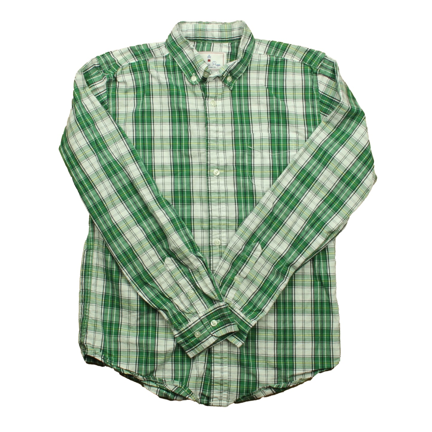 Classic Prep Boys Green Plaid Button Down Long Sleeve Size: 14 Years Green Plaid