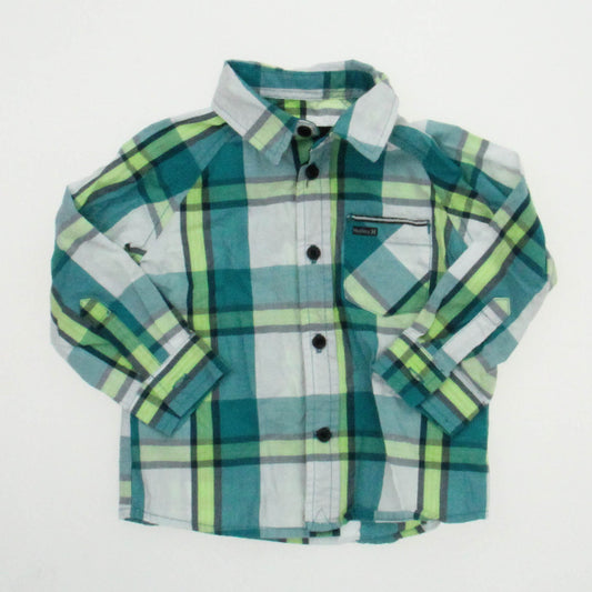 Hurley Boys Green | Plaid Button Down Long Sleeve Size: 12 Months Green | Plaid
