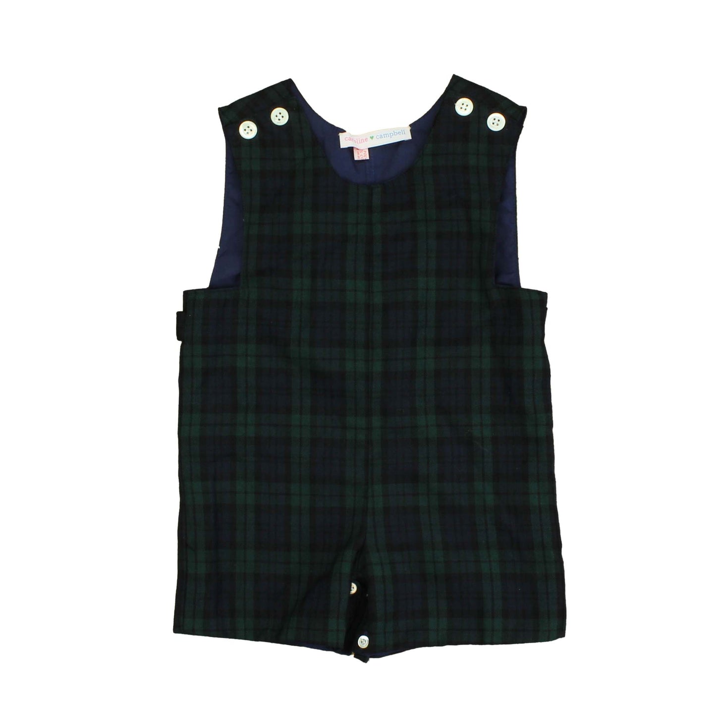 Caroline Campbell Boys Green | Plaid Romper Size: 12 Months Green | Plaid