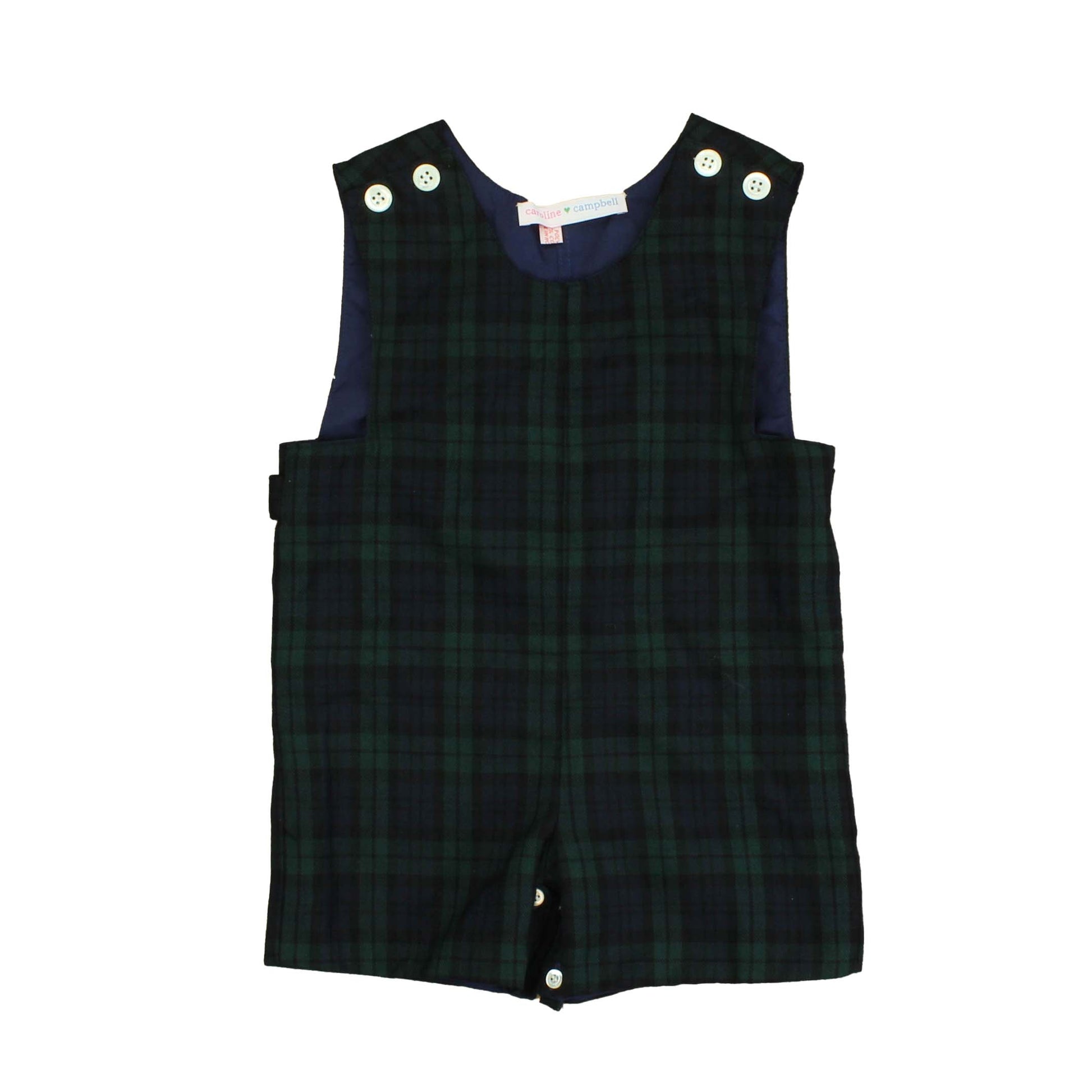 Caroline Campbell Boys Green | Plaid Romper Size: 12 Months Green | Plaid