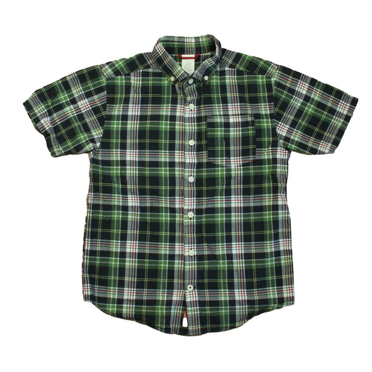 Gymboree Boys Green Plaid Button Down Short Sleeve Size: 8 Years