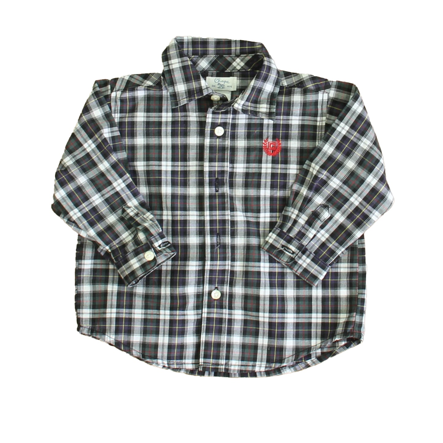 Chaps Boys Green Plaid Button Down Long Sleeve Size: 6 Months Green Plaid