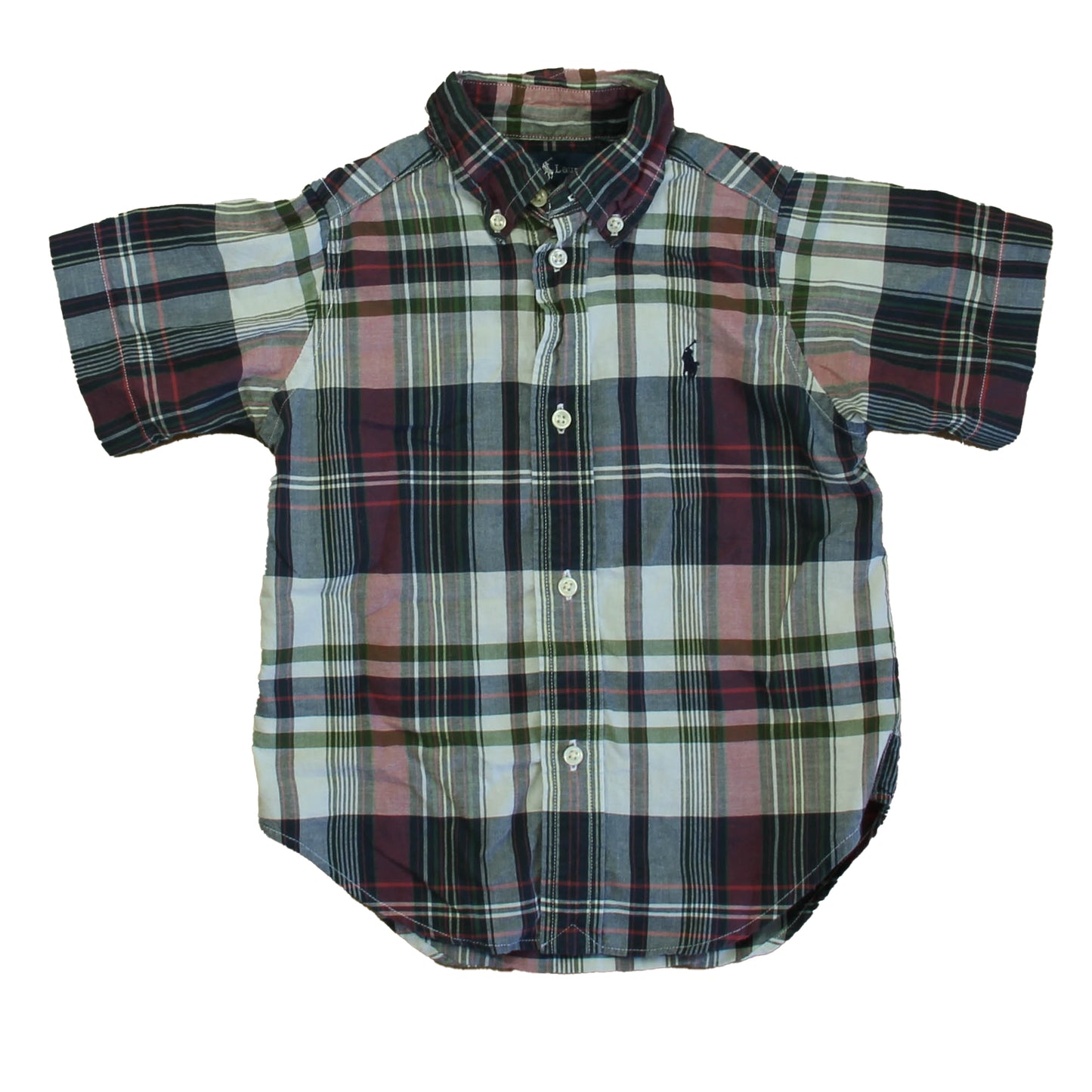 Ralph Lauren Boys Green Plaid Button Down Short Sleeve Size: 2T