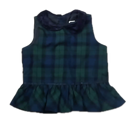 Janie and Jack Girls Green Plaid Blouse Size: 18-24 Months Green Plaid