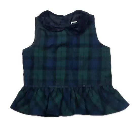 Janie and Jack Girls Green Plaid Blouse Size: 18-24 Months Green Plaid