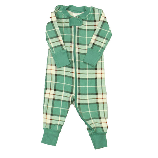 Hanna Andersson Boys Green Plaid 1-piece Non-footed Pajamas Size: 3-6 Months Green Plaid