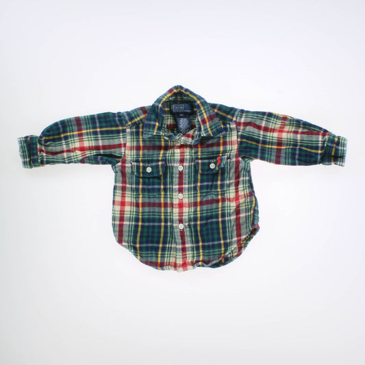 Ralph Lauren Boys Green Plaid Button Down Long Sleeve Size: 9 Months Green Plaid