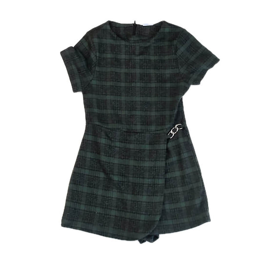 Zara Girls Green Plaid Romper Size: 9 Years Green Plaid