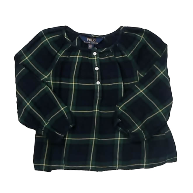 Ralph Lauren Girls Green Plaid Blouse Size: 3T Green Plaid