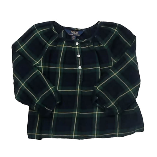 Ralph Lauren Girls Green Plaid Blouse Size: 3T Green Plaid