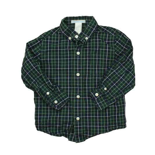 Janie and Jack Boys Green | Plaid Button Down Long Sleeve Size: 2T