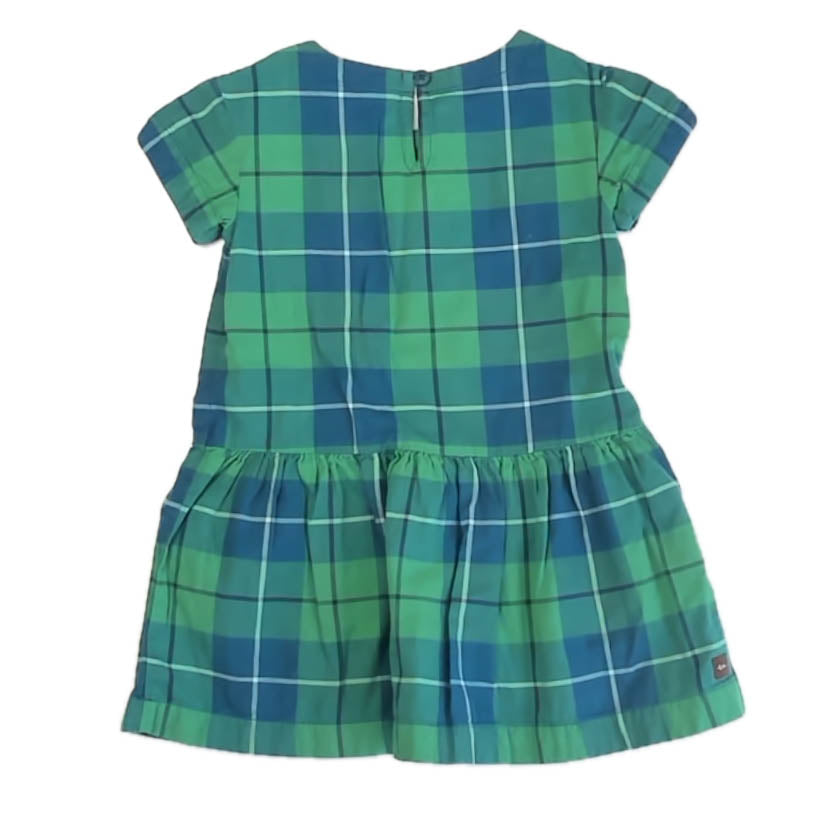 Tea Collection Girls Green Plaid Dress Size: 4T Green Plaid