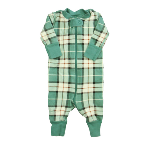 Hanna Andersson Boys Green Plaid 1-piece Non-footed Pajamas Size: 0-3 Momths