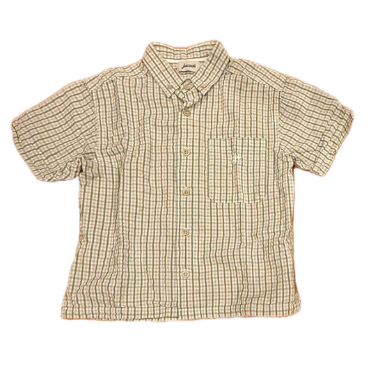 Jacadi Boys Green Plaid Button Down Short Sleeve Size: 8 Years Green Plaid