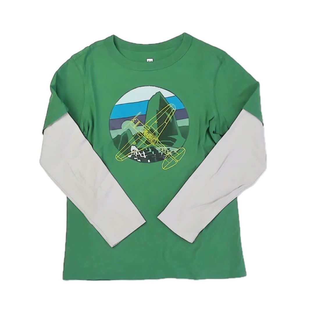 Tea Collection Boys Green Plane Long Sleeve T-Shirt Size: 14 Years Green Plane