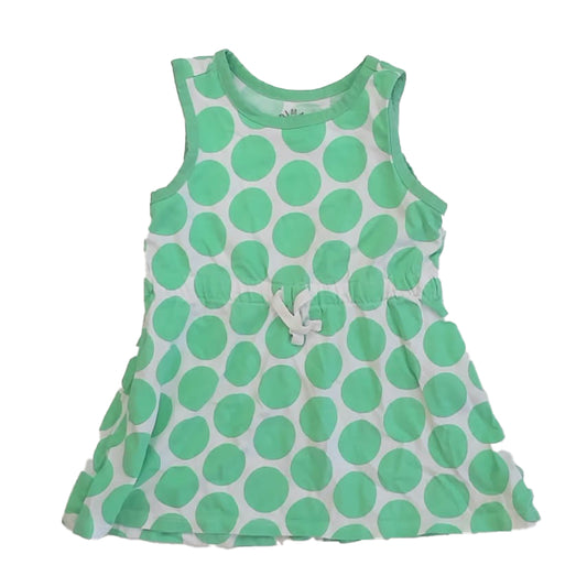 Primary.com Girls Green Polka Dots Dress Size: 18-24 Months Green Polka Dots