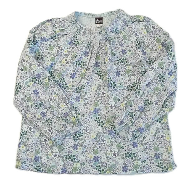 Tea Collection Girls Green | Purple Floral Long Sleeve T-Shirt Size: 8 Years Green | Purple Floral