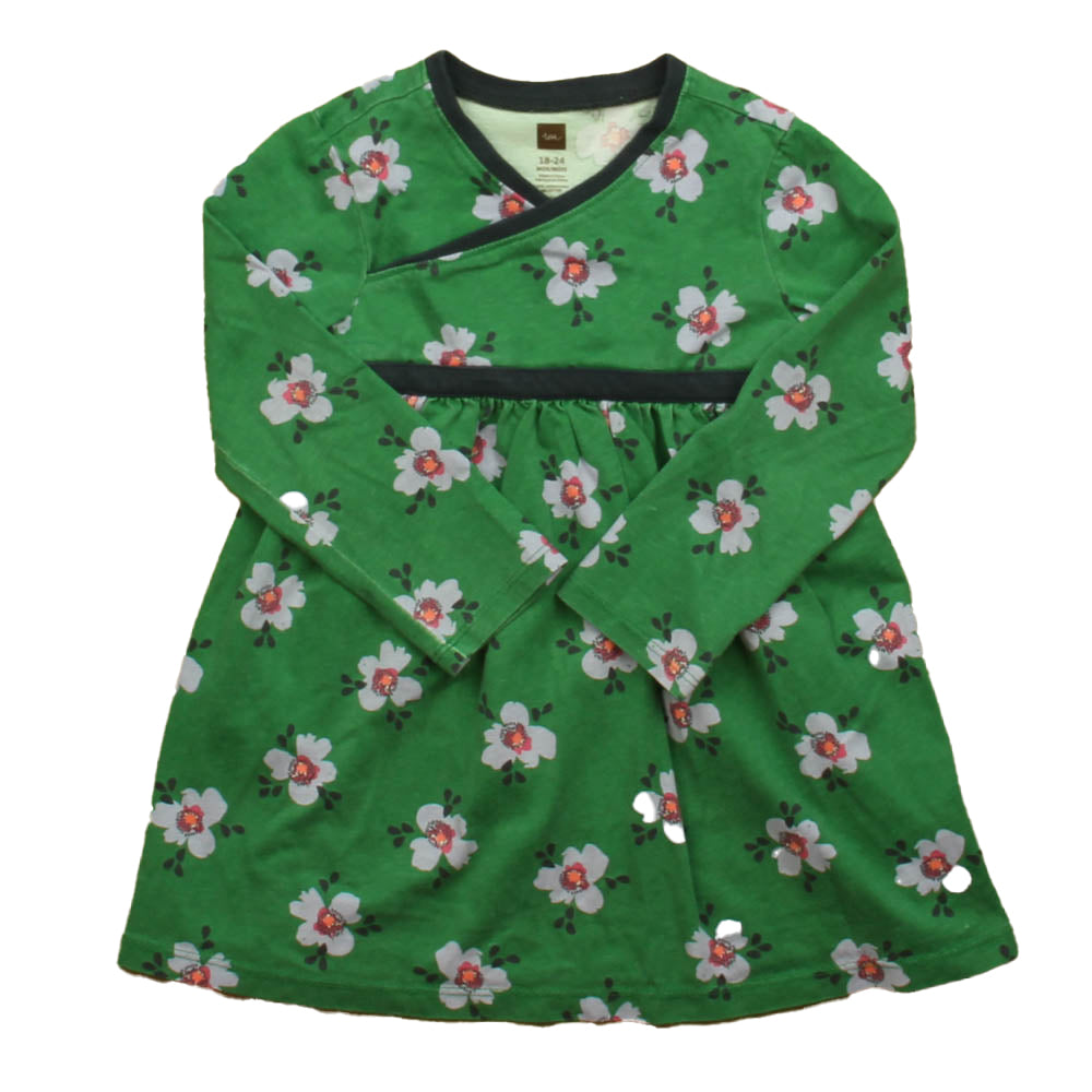 Tea Girls Green | Purple Floral Dress Size: 18-24 Months Green | Purple Floral