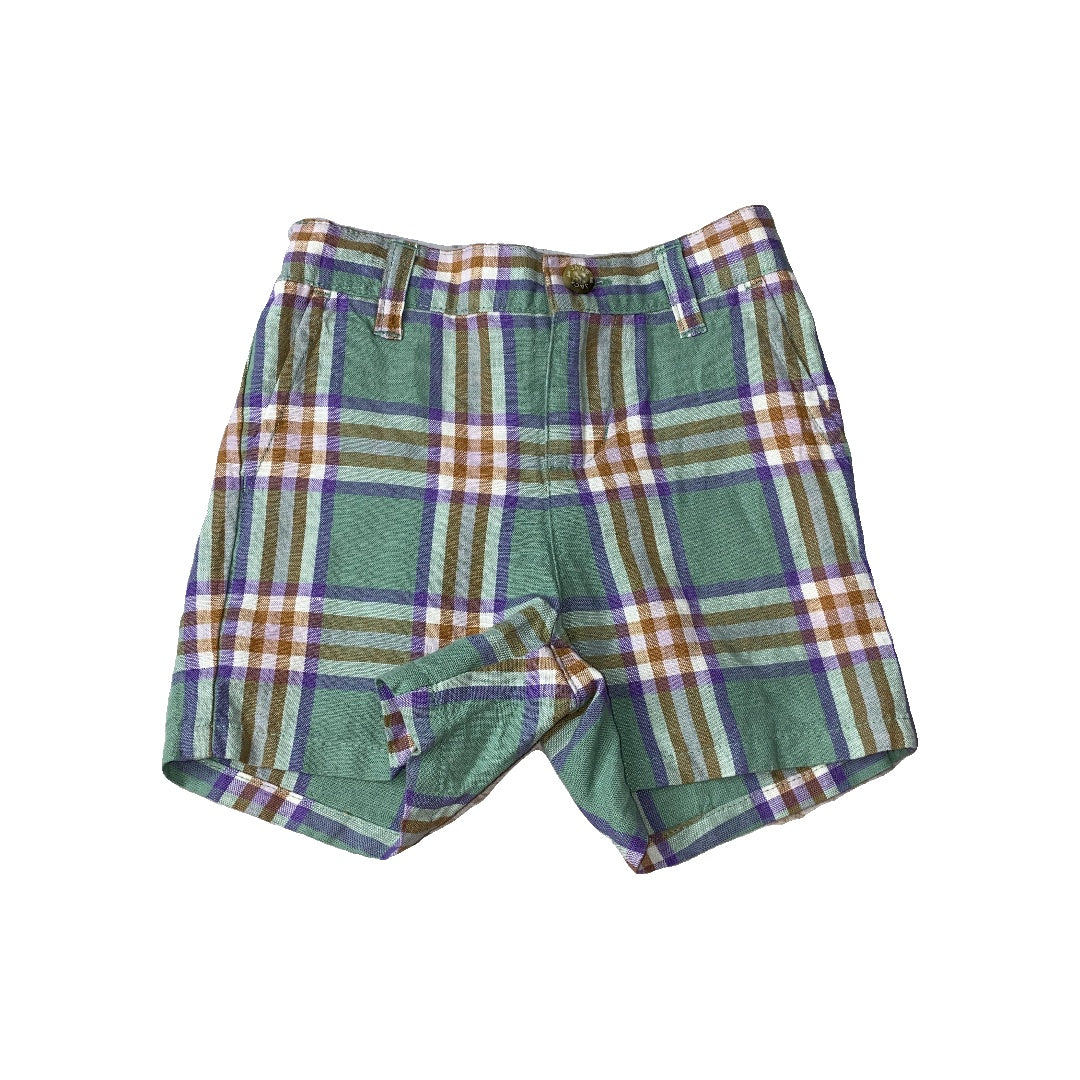 Janie and Jack Boys green | purple | plaid Shorts Size: 12-18 months green | purple | plaid