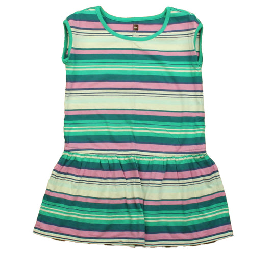 Tea Girls Green | Purple Stripe Dress Size: 5T Green | Purple Stripe