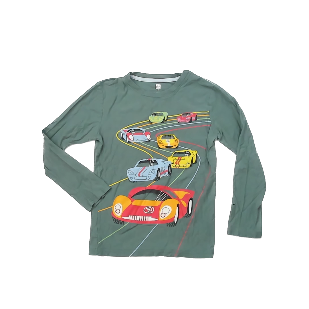 Tea Collection Boys Green | Racecar Long Sleeve T-Shirt Size: 10 Years Green | Racecar